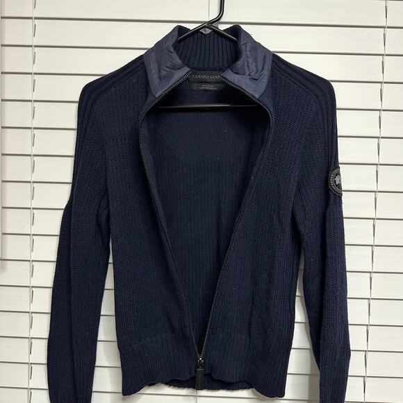 Canada Goose Fulford Merino Wool Knit Sweater US XS Full Zip Luxury Navy Marine - Picture 3 of 8